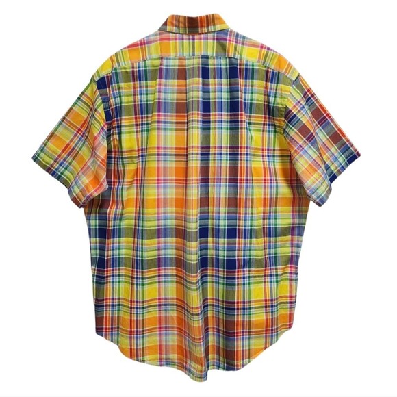 Ralph Lauren Shirt Men XL Multicolor Plaid Classic Fit Short Slv Pony Preppy Vtg - Picture 3 of 7